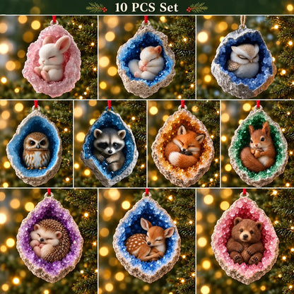🎄 Woodland Geode Animal Ornaments | 10 Christmas Designs