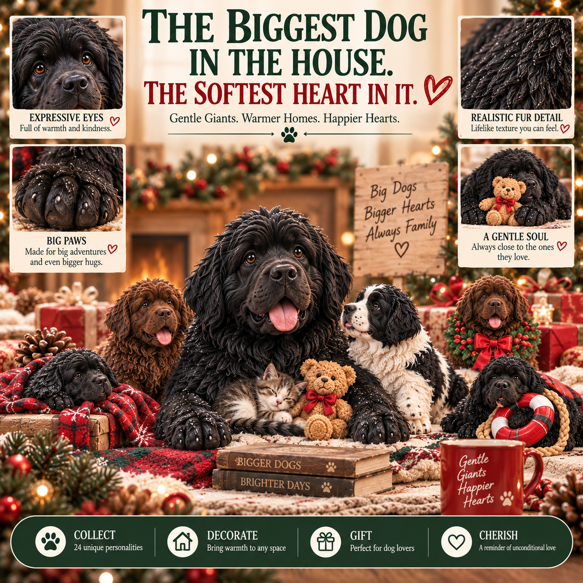 ❤️ 24 Days of Newfoundland Hearts – 24 Adorable Collectible Dog Figures & the Perfect Gift for Dog Lovers 🎁