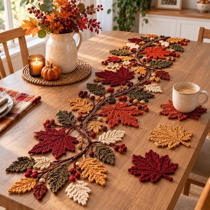 🍂 Autumn Leaf Table Runner | Fall Thanksgiving Dining Table Centerpiece Decor 🦃