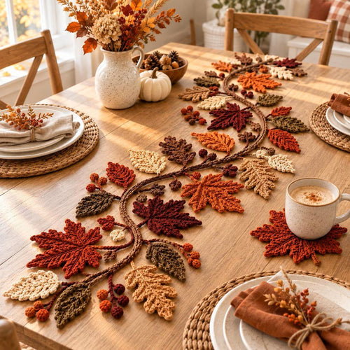 🍂 Autumn Leaf Table Runner | Fall Thanksgiving Dining Table Centerpiece Decor 🦃