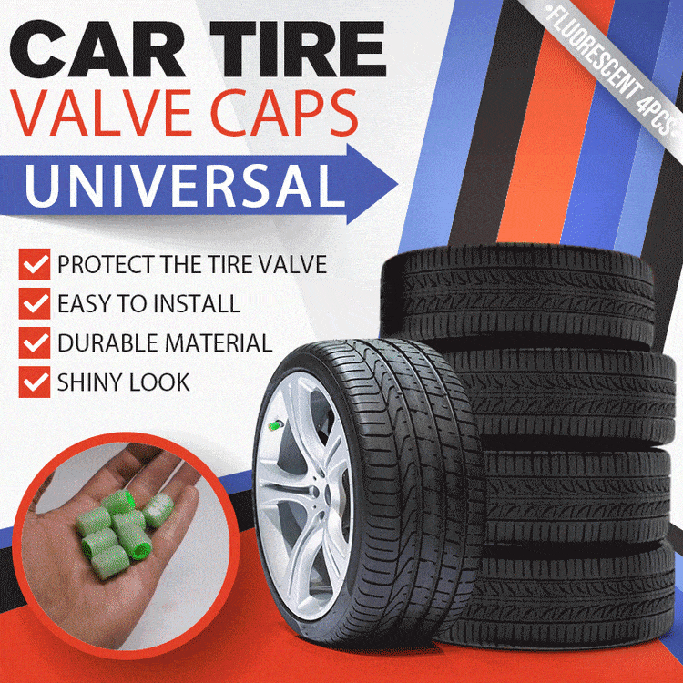 Glow-in-the-Dark Car Tire Valve Cap Set - Durable, Easy-to-Install, No-Tool-Required Accessories for Safe Night Driving - Perfect for Most Vehicle Tires