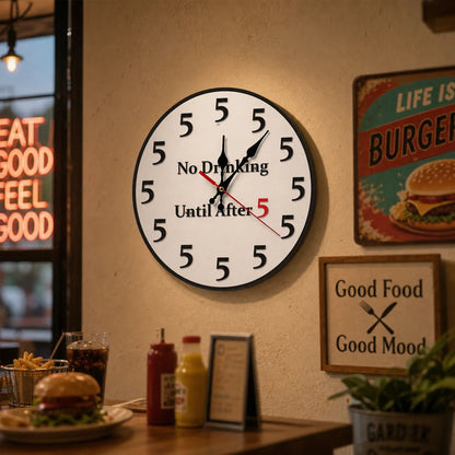 🔥🎁Funny "No Drinking Until After 5" Round Wall Clock