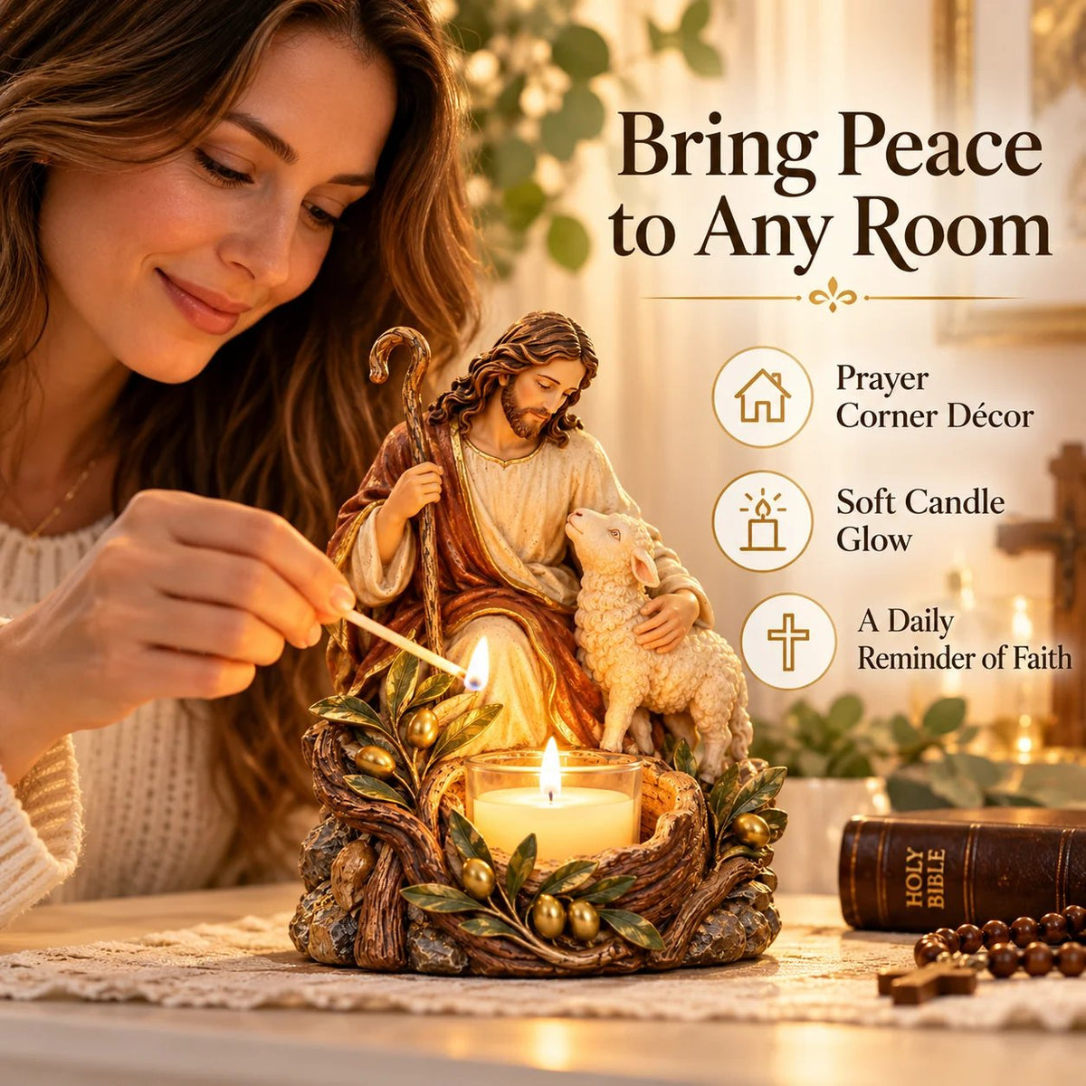 🎉Light of Faith™ – Sacred Christian Candle Holder ✝️🕯️