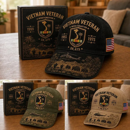 ⭐️Vietnam Veteran Never Forgotten 1955–1975 Commemorative Cap 🇺🇸