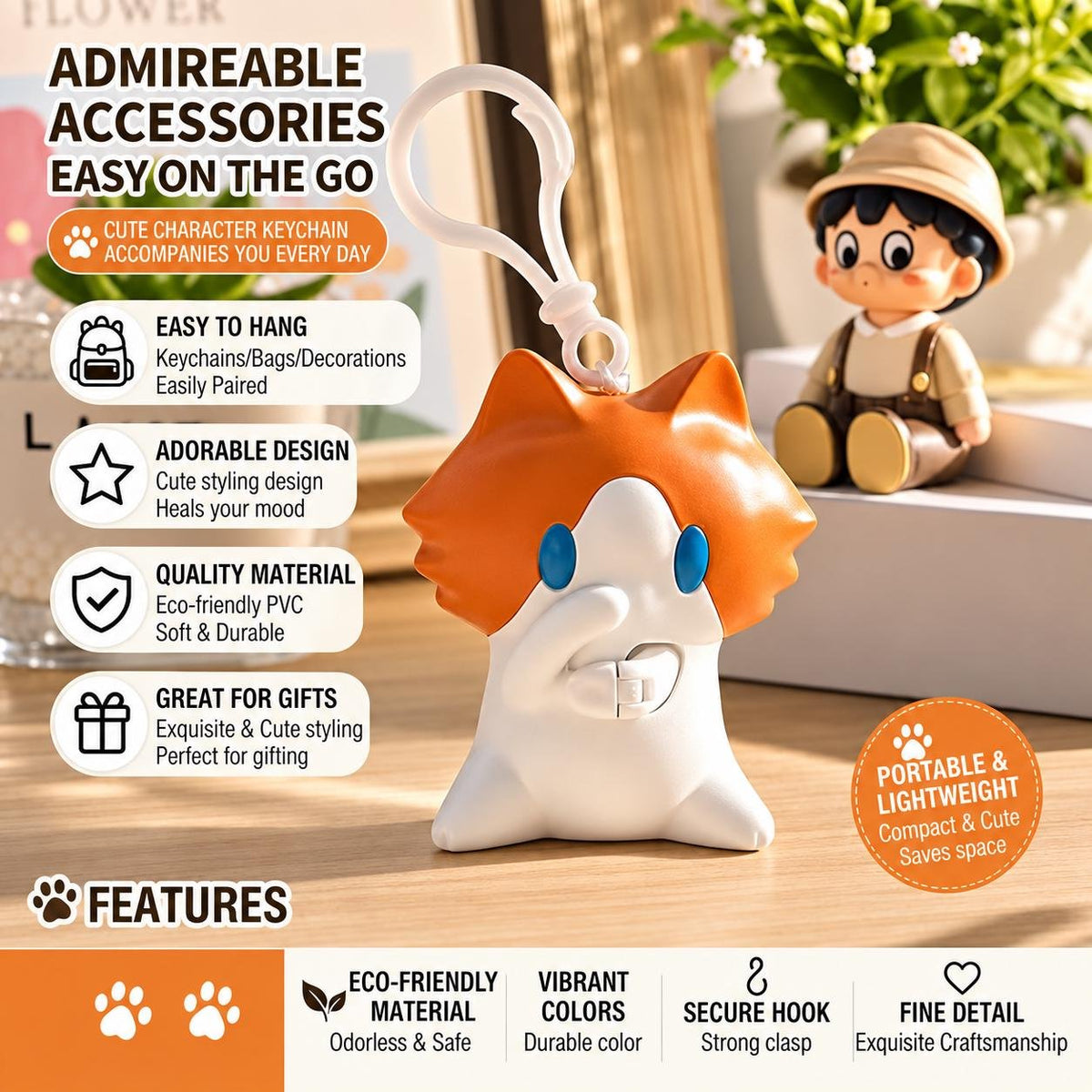 Scuba cat hand-waving keychain