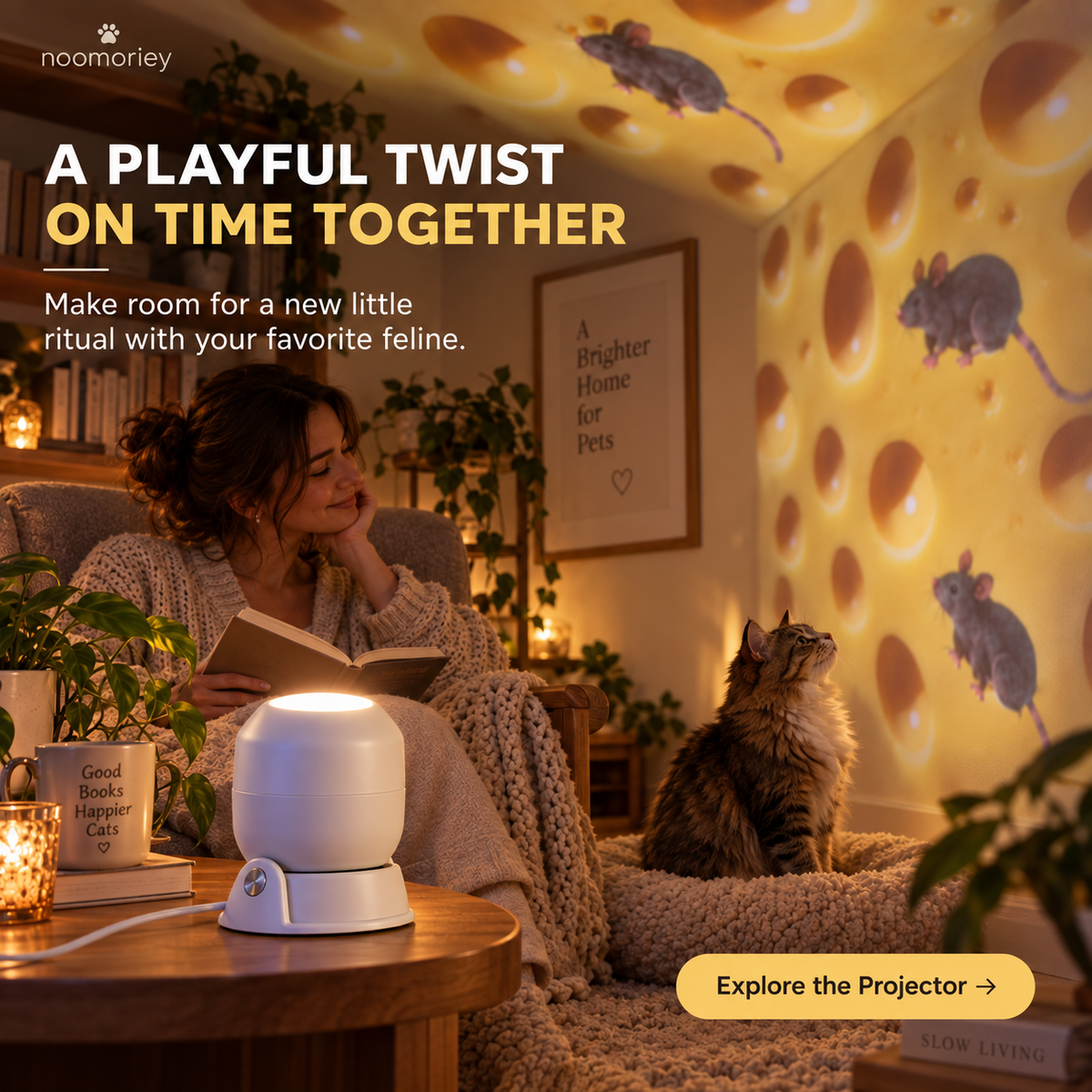 🧀 Cheese & Mouse Cat Projector – Indoor Fun for Curious Cats