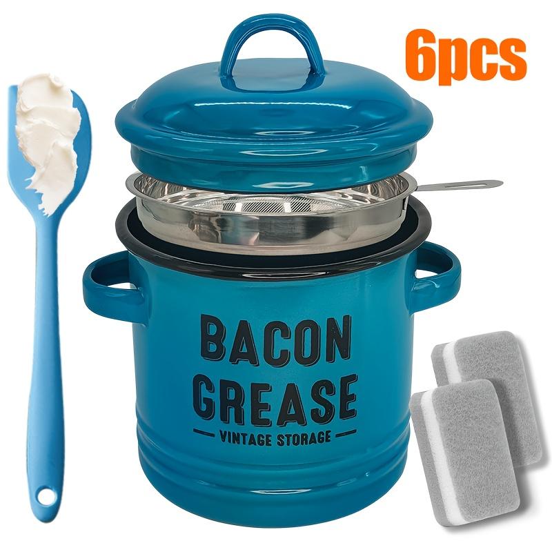 🔥Last Day 49% OFF🎁46 oz bacon grease container with strainer and food-grade silicone spatula