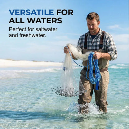 ⭐40% OFF !! ⏰ Easy-Throw Cast Net – Heavy-Duty Mesh, Rapid Sinking, Versatile 🌊