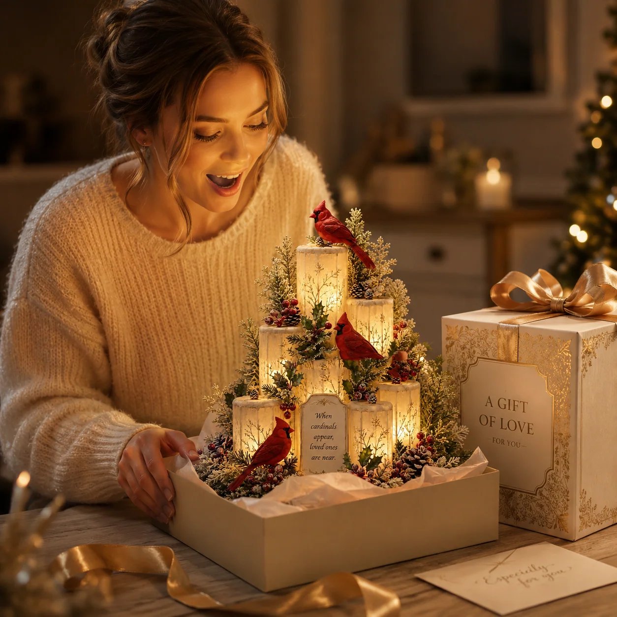 🎉🔥Limited-time offer🎁Cardinal Memorial LED Candle Centerpiece