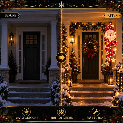 🎅Christmas Magic Spira Hanging LED Light Collection – 9 Festive Designs ✨ | Suspended Glowing Characters with Spiral Lights & Hanging Details for Porches, Windows, Entryways & Holiday Displays