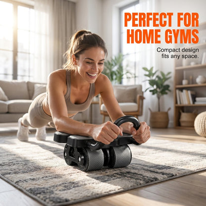 💪 Smart 4-Wheel Automatic Rebound Ab Roller – Digital Display, Elbow Support & Phone Holder