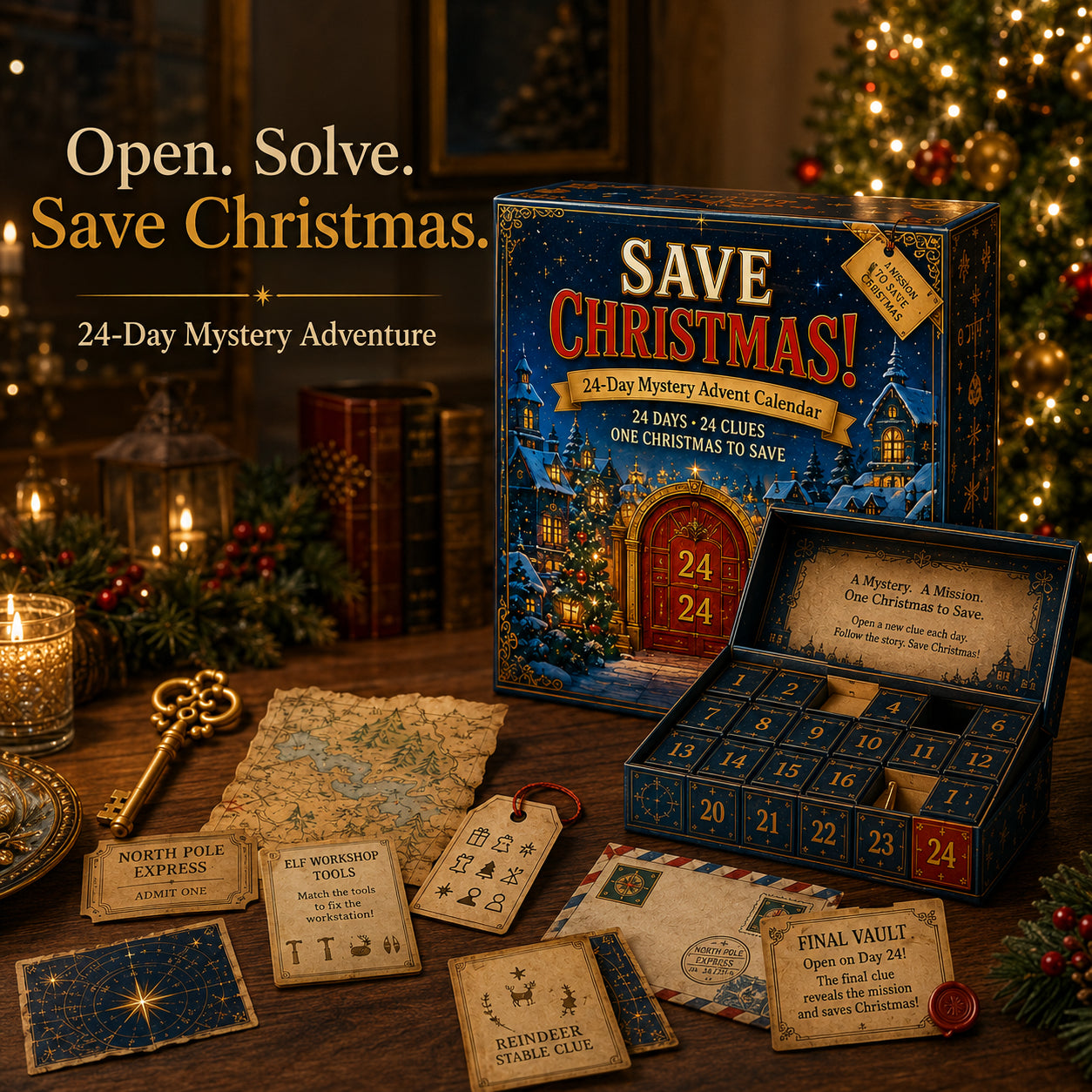 🎄🔎 Mystery Adventure Advent Calendar -24 Days, 24 Clues, One Final Reveal