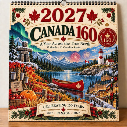 💯🇨🇦🍁 2027 Canada 160th Anniversary Commemorative Wall Calendar 🍁🇨🇦