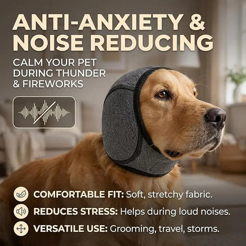 🐶 Dog Noise-Reducing Ear Wrap – Help Make Fireworks, Thunder & Grooming Less Overwhelming 🔇