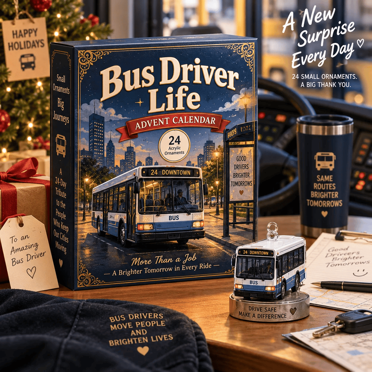 🚌 Driver’s Christmas Countdown | 24 Days of Bus-Themed Acrylic Surprises ✨