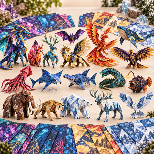 🐉 Fantasy Paper Folding Craft Kit | 4 Magical Worlds with 50 Patterned Papers & Step-by-Step Guide ✨