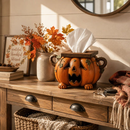 Whimsical Halloween Pumpkin Tissue Box Cover