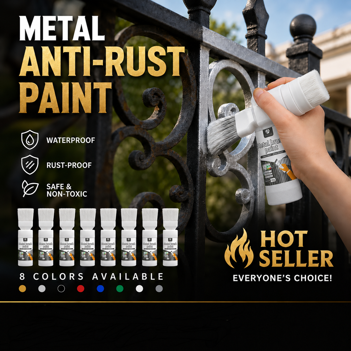 ✨New Arrival✨🖌️🏠Water-Based Metallic Silver Paint with Built-in Brush💥👍