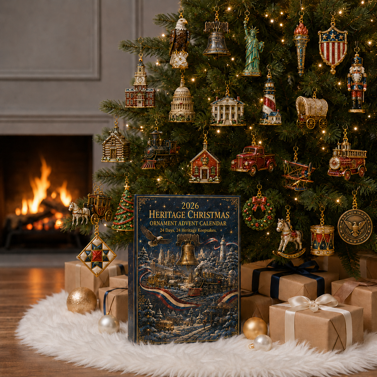 Heritage Christmas ornaments decorating a Christmas tree