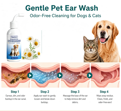 Gentle Pet Ear Wash | Odor-Free Cleaning for Dogs & Cats