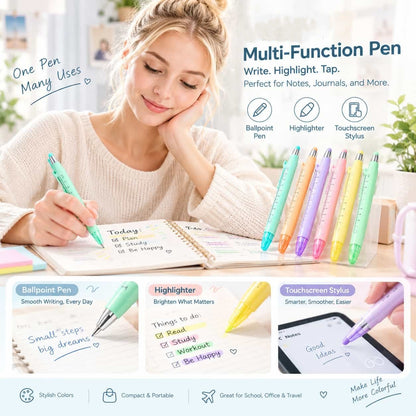 5-in-1 Multifunction Ruler Stylus Pen – 0.5mm Writing & Marker Tool