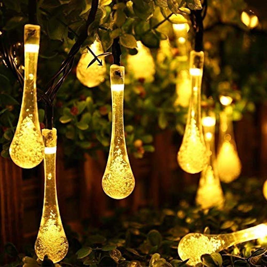 Close-up of illuminated crystal drop lights