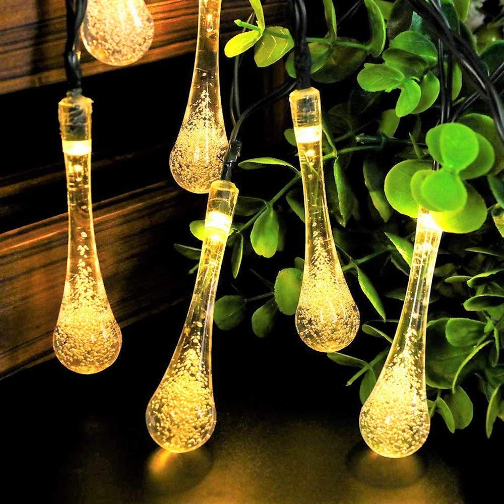 Crystal drop LED lights close-up detail