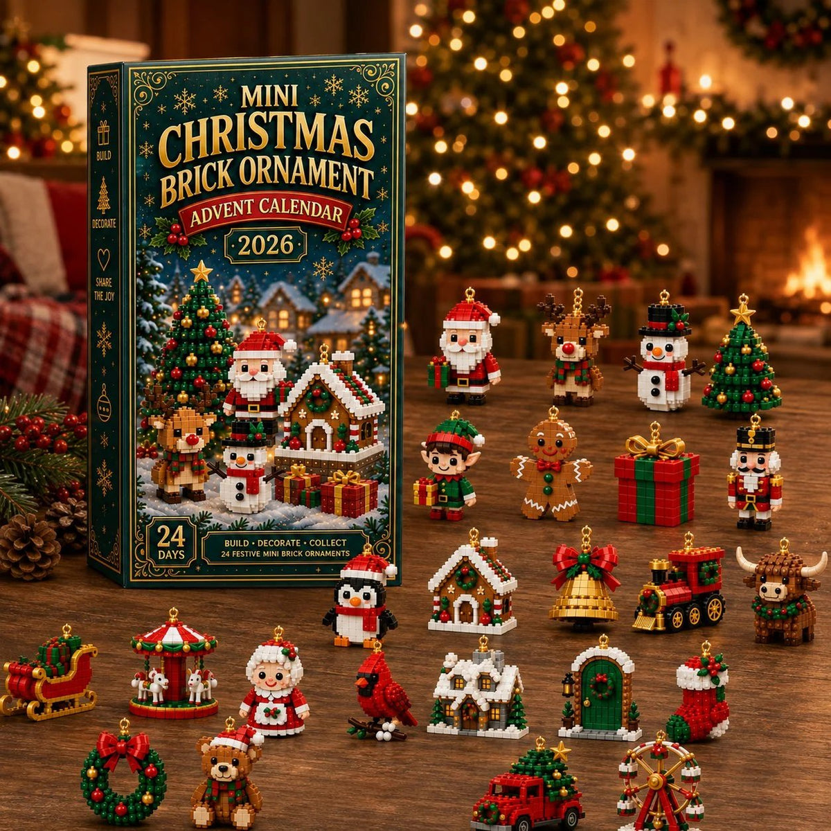 ⏳ Last day to save 49% – 🎄 24-Day Mini Christmas Ornament Advent Calendar | buildable designs with hanging loops 🧱