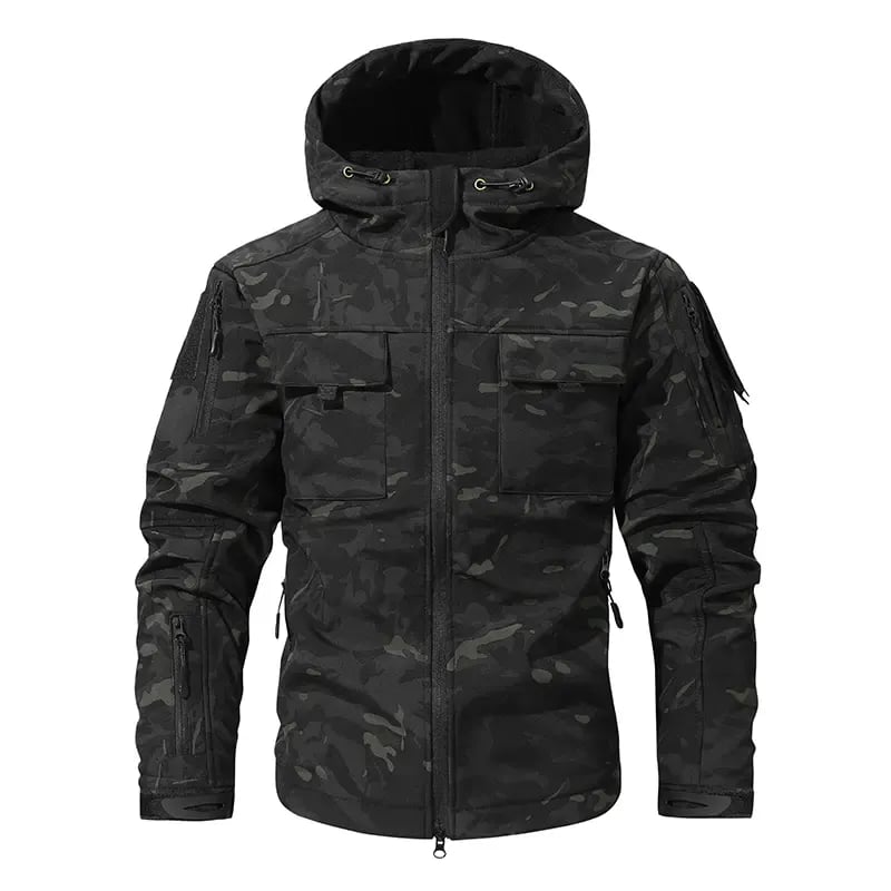 9 Pocket Tactical Hooded Jacket | Slim Fit Fleece Lined Outdoor Coat