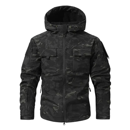 9 Pocket Tactical Hooded Jacket | Slim Fit Fleece Lined Outdoor Coat