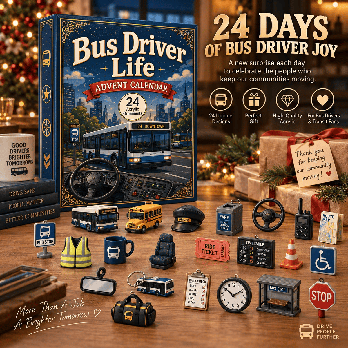 🚌 Driver’s Christmas Countdown | 24 Days of Bus-Themed Acrylic Surprises ✨