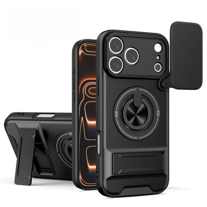 Sliding Window Lens Protector Magnetic Ring Holder Case for iPhone 17 ProMax