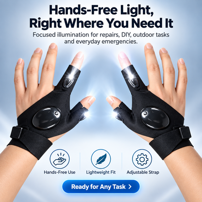 🧤 1 Pair Wearable Finger Torch Gloves – Hands-Free LED Lights for Fishing, Camping & DIY