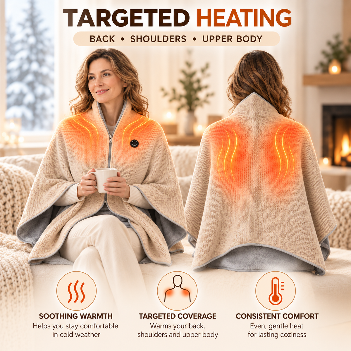 ⛄LIMITED-TIME 49% OFF‼️💞54K+ SOLD⭐🔥 USB HEATED WEARABLE SHAWL