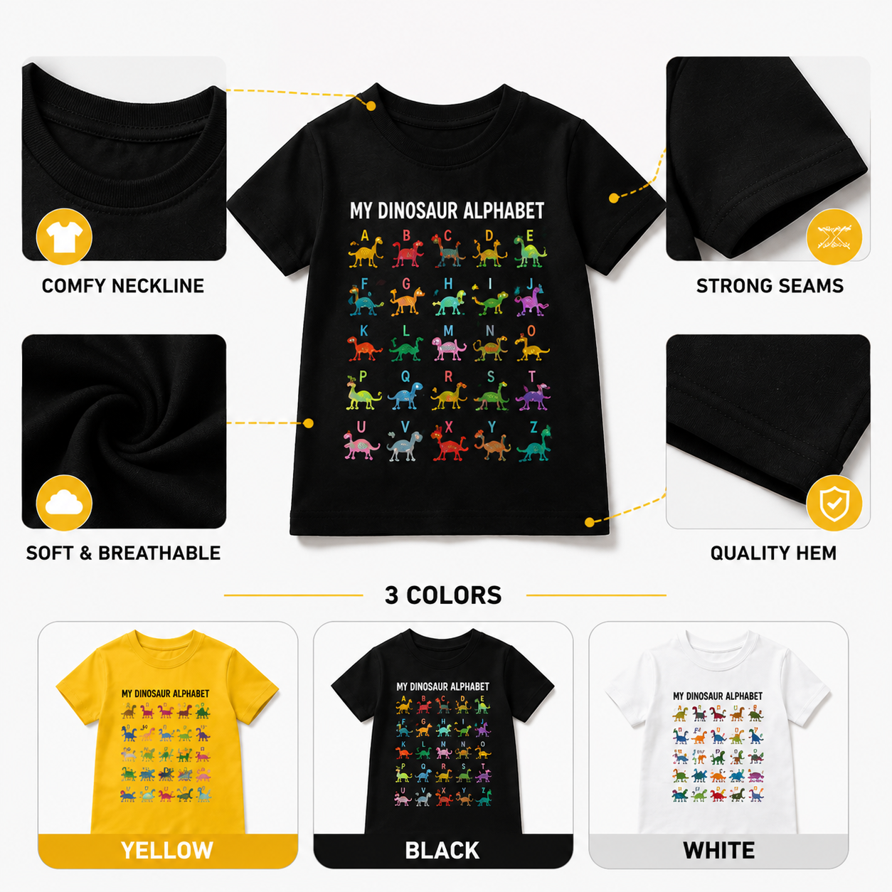 Kids Dinosaur Alphabet Tee🦖