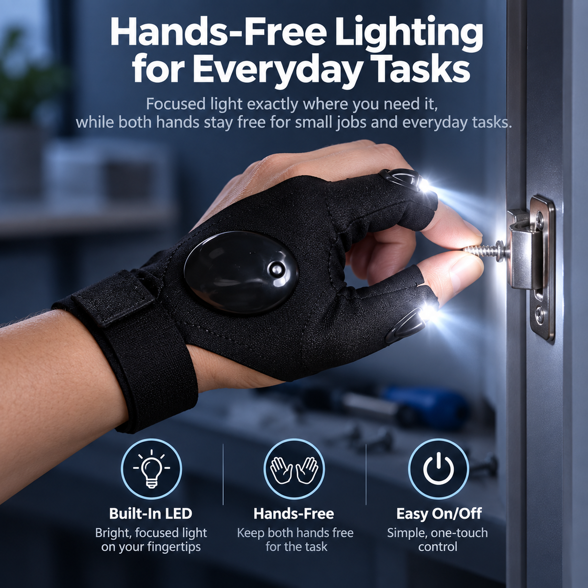 🧤 1 Pair Wearable Finger Torch Gloves – Hands-Free LED Lights for Fishing, Camping & DIY