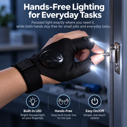 🧤 1 Pair Wearable Finger Torch Gloves – Hands-Free LED Lights for Fishing, Camping & DIY