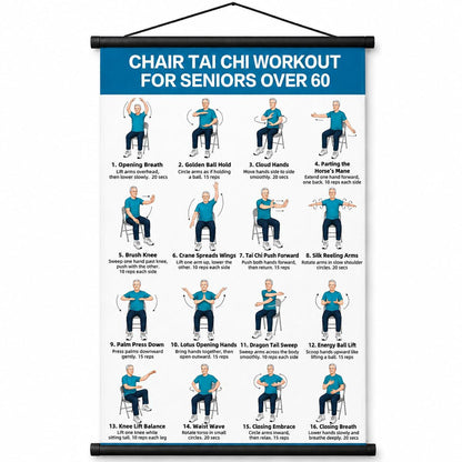 🔥Tai Chi Chair Workout Chart for Seniors (16 x 24 inches)