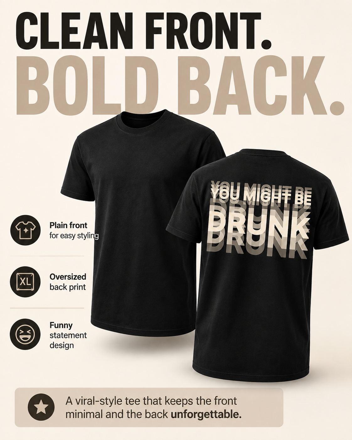 You Might Be Drunk - Black Graphic T-Shirt