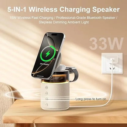 3-in-1 Bluetooth Speaker & Wireless Charging Night Lamp