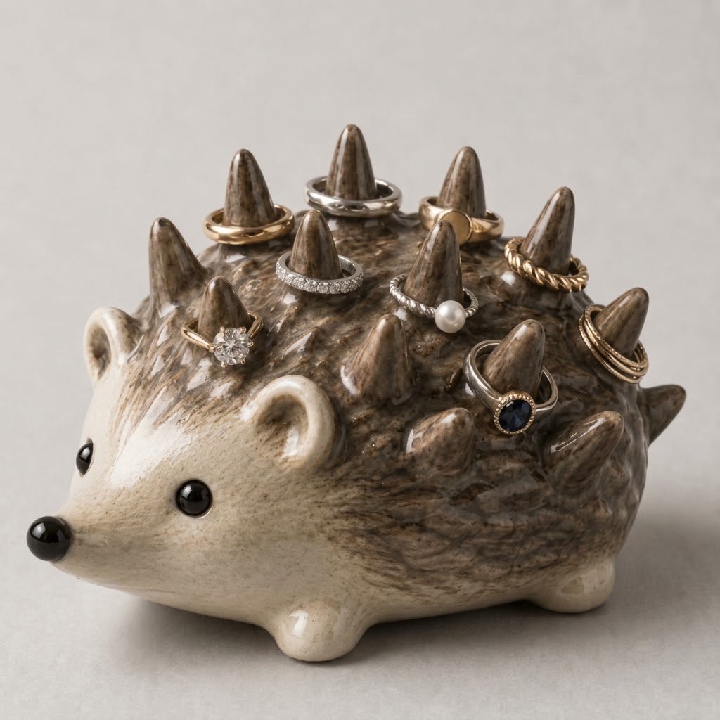 🔥 Handmade Hedgehog Ring Holder – Adorable Ceramic Jewelry Tray & Gift for Her