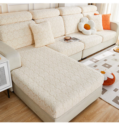 Luxury Floral Stretch Sofa Cover – Soft Jacquard, Full-Fit & Elegant
