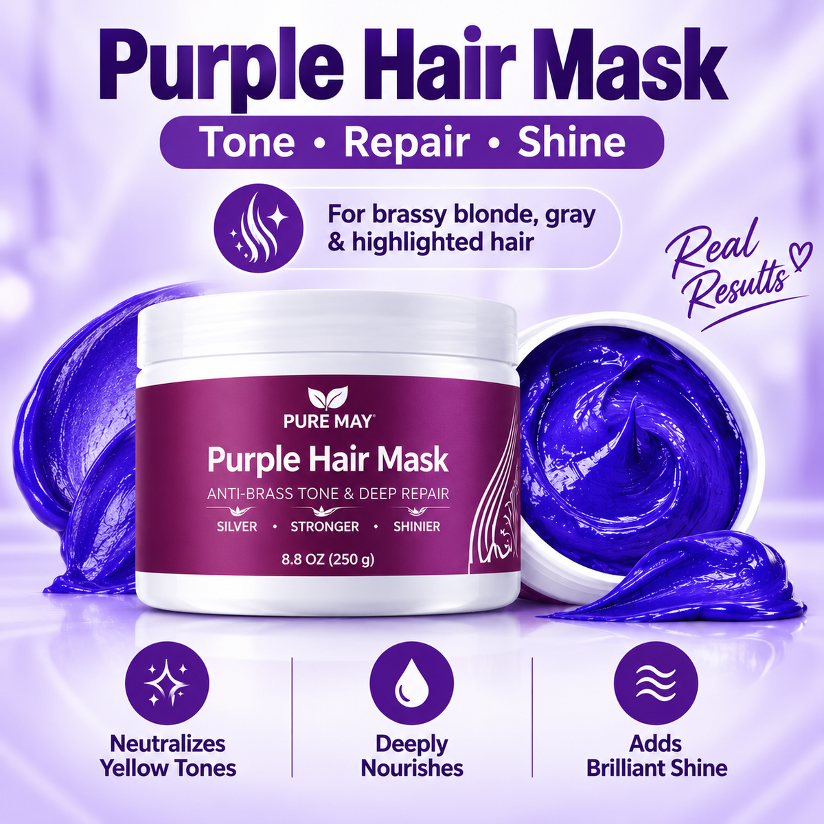 Anti-Yellowing Purple Hair Mask 💜 Say goodbye to Red Highlights! 💜