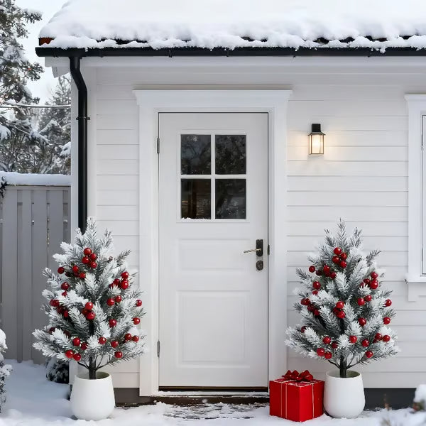 Artificial Cedar Trees with Red Berries