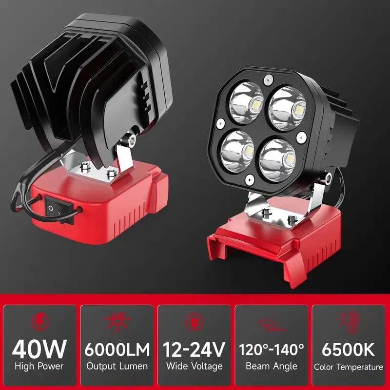 LED Work Light Compatible with Milwaukee 18V Battery/Dewalt 18V&20V Battery