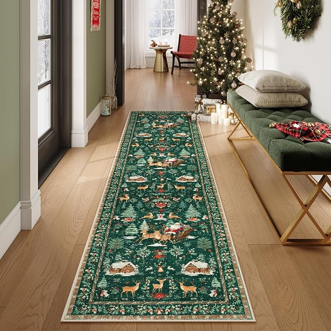 Soft Christmas Tree Santa Claus Carpet Runner