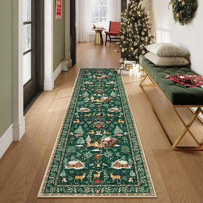 Soft Christmas Tree Santa Claus Carpet Runner