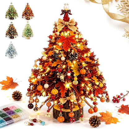 DIY Beaded Christmas Tree Kit with Crystal Beads & Metal Frame – Handmade Tabletop Holiday Decor