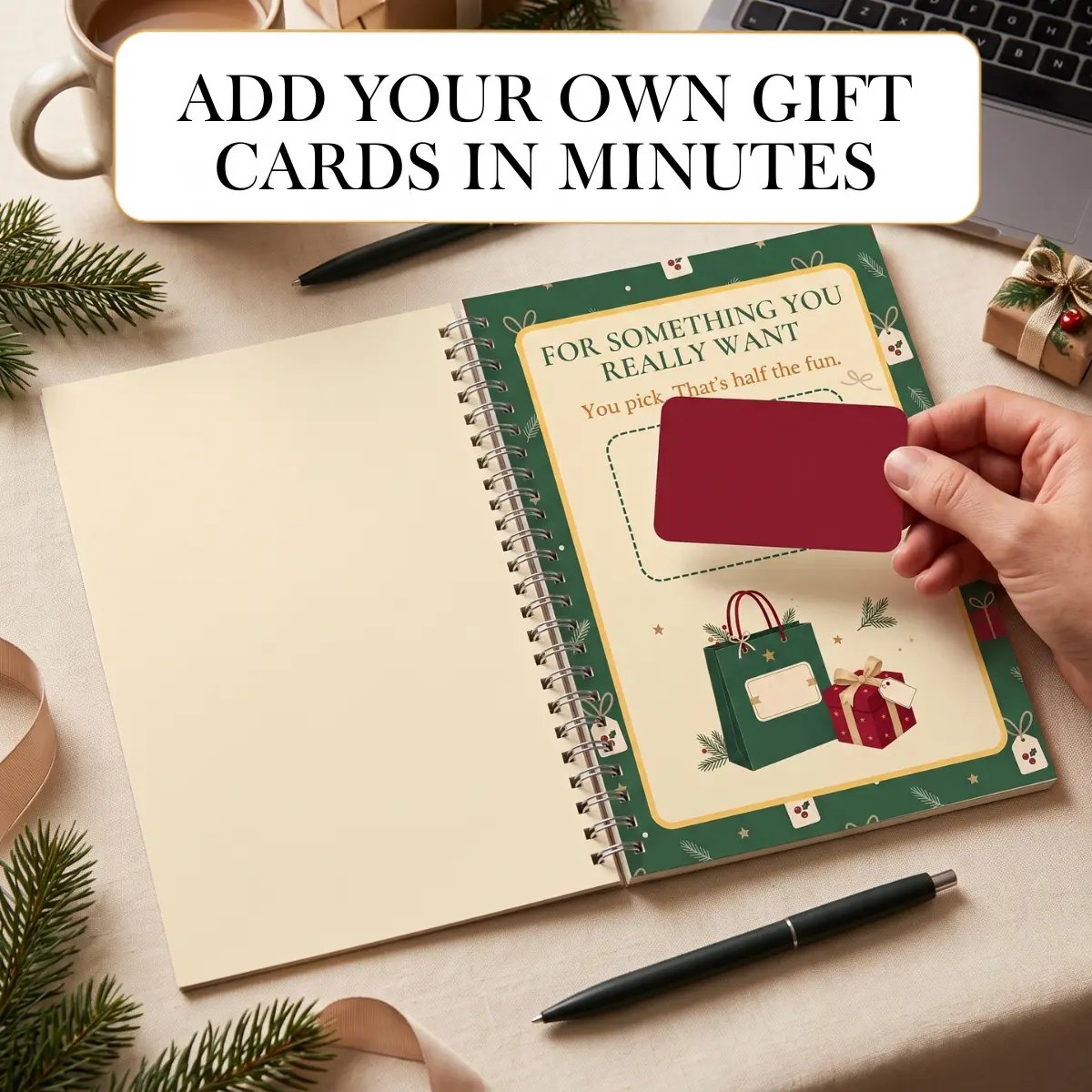 🎁🎅🏼 MERRY CHRISTMAS! GIFT CARD BOOK 📚 14 Themed Pages, Hardcover & Durability Line