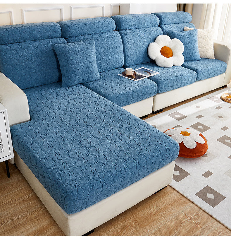 Blue floral sofa cover